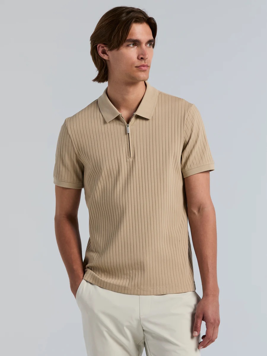 Perry Ellis Brown Quarter Zip Polo Size Large